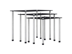 Vidaxl Mesas Encastráveis 3 Pcs Vidro Temperado Preto