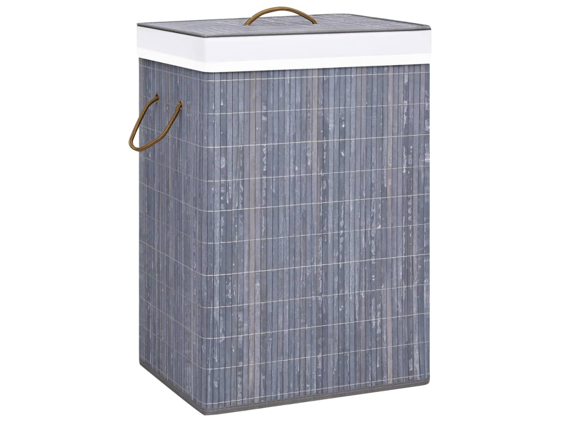 Vidaxl Cesto Para Roupa Suja C/ 2 Secções 72 L Bambu Cinzento