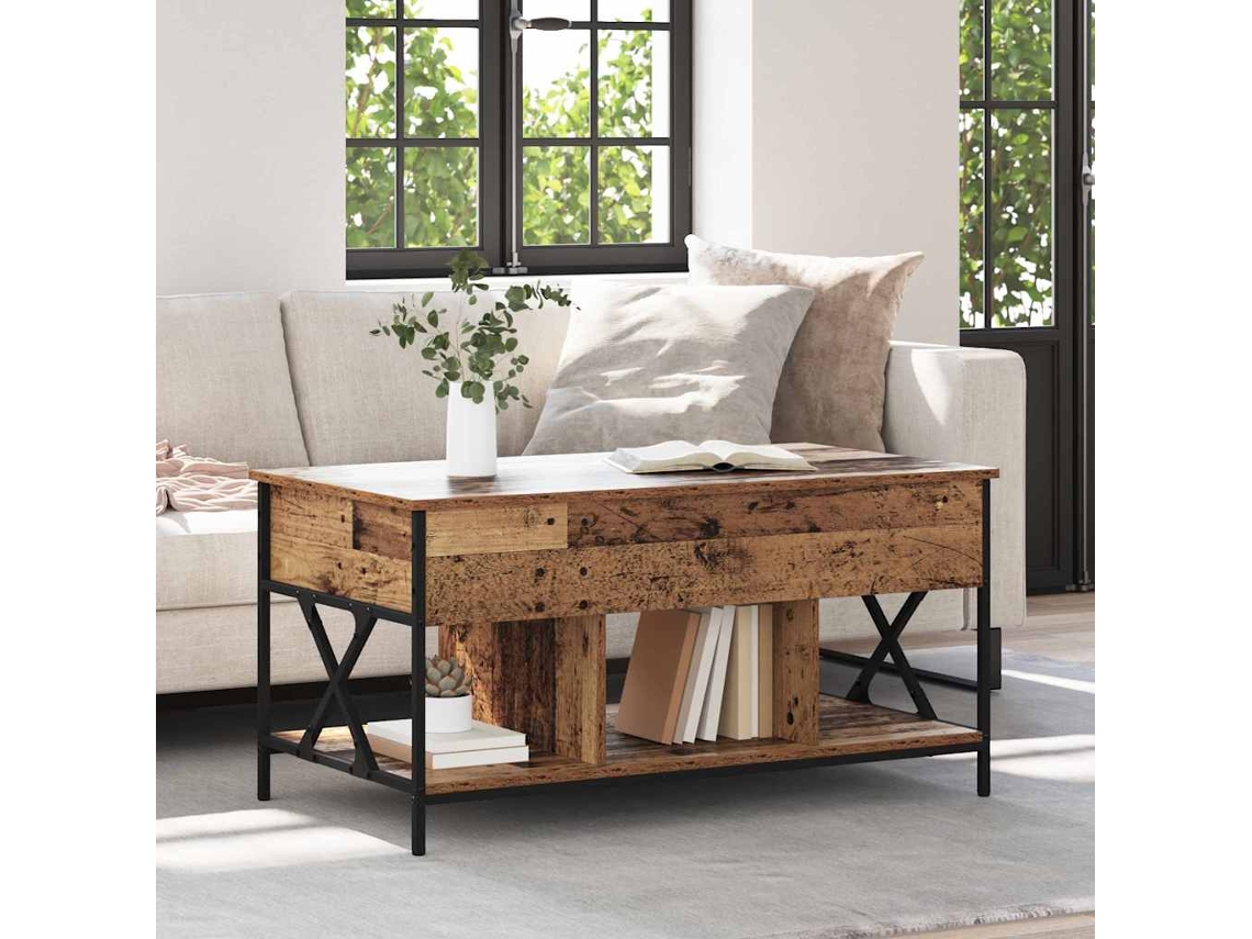 Vidaxl Mesa De Centro Madeira Antiga 100 X 55 X 48.5 Cm