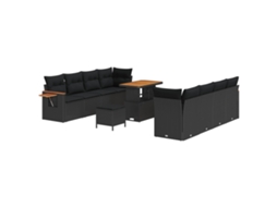 Maison Exclusive - Conjunto De Sofá De Jardim Com Almofada 11 Pcs Preto
