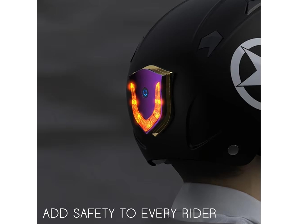 Luz LED inteligente SFUSHOS para sinalização de segurança em condução, compatível com capacetes de motocicleta