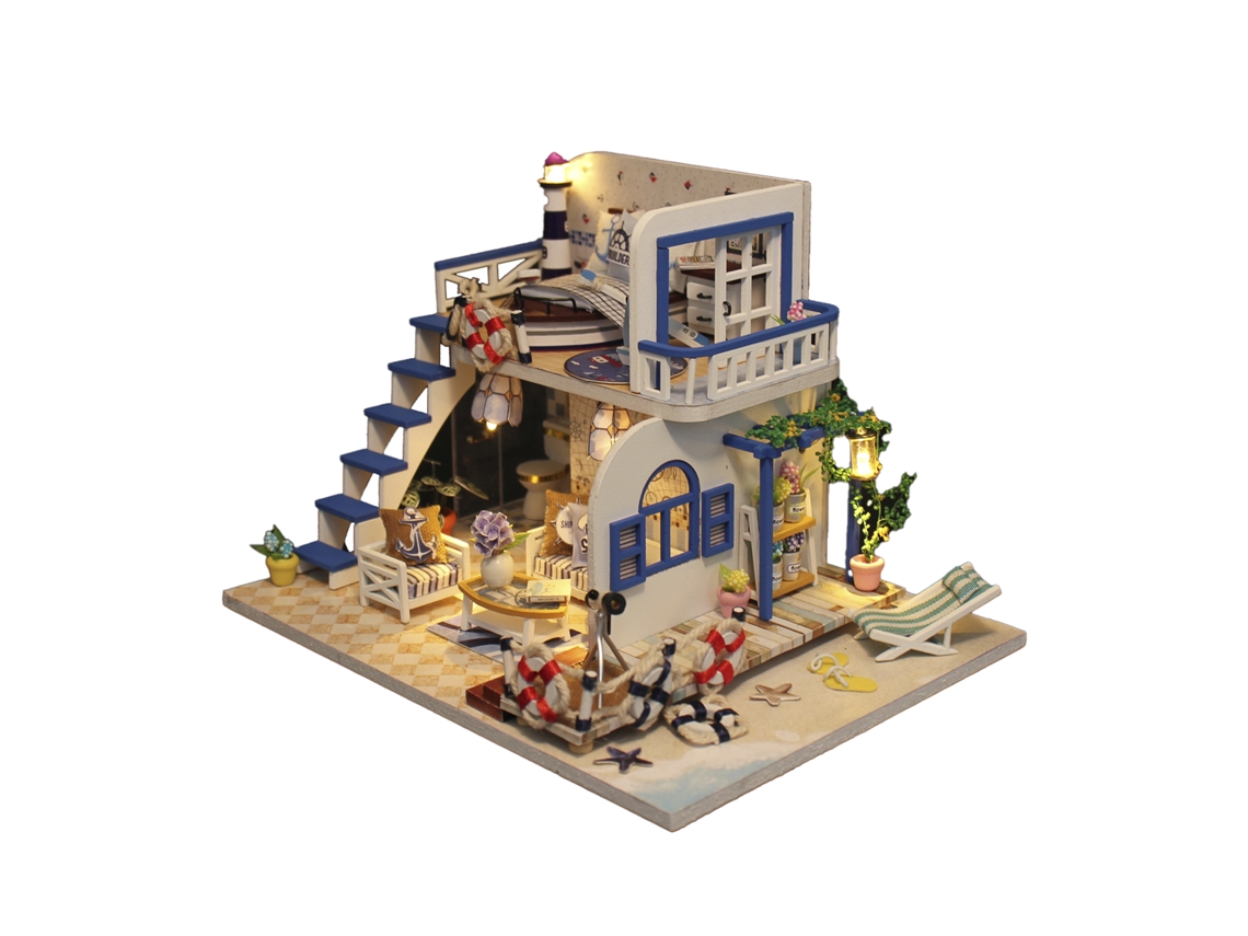Modelo 3d Para Montar Uma Cabana Da Costa Azul, Com Luzes Led, Dimensões 19x15x13 Cm.