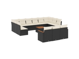 Conjunto de 14 Sofás P/ Jardim C/ Almofadões Vime Pe Preto MAISON EXCLUSIVE (14 pcs)