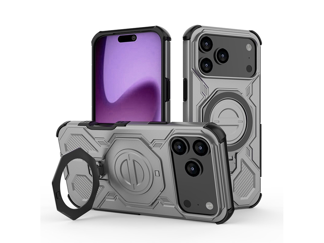 Capa Para Iphone 17 Pro Com Suporte Magnético Giratório De 360°, Cinza
