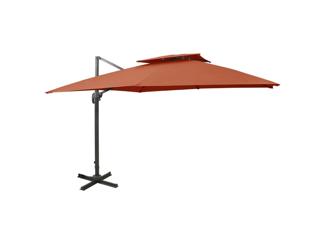 Vidaxl Guarda-sol De Jardim Cantilever Toldo Duplo 300x300cm Terracota