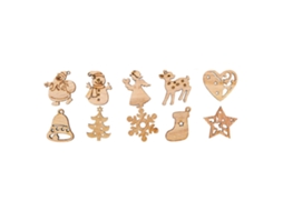 10 Peças Ornamentos Natal Madeira Mini Papai Noel Neve