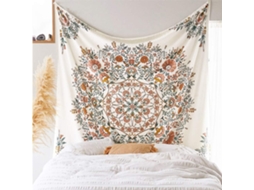 Mandala Flor Videira Decoração de Parede, Estilo Boho Hippie Branco BRILVIBERA