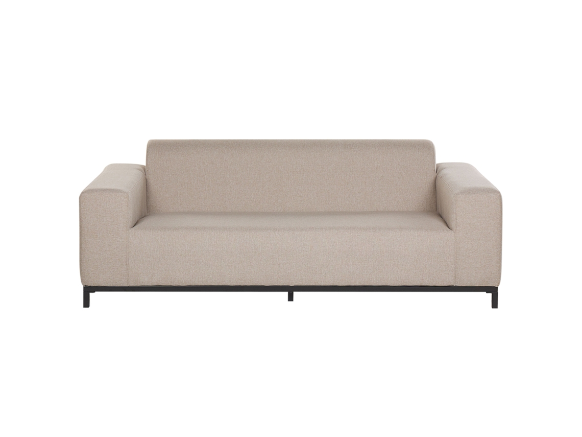 Sofá De 2 Plazas Beliani Rovigo De Tela Beige 186x84x68