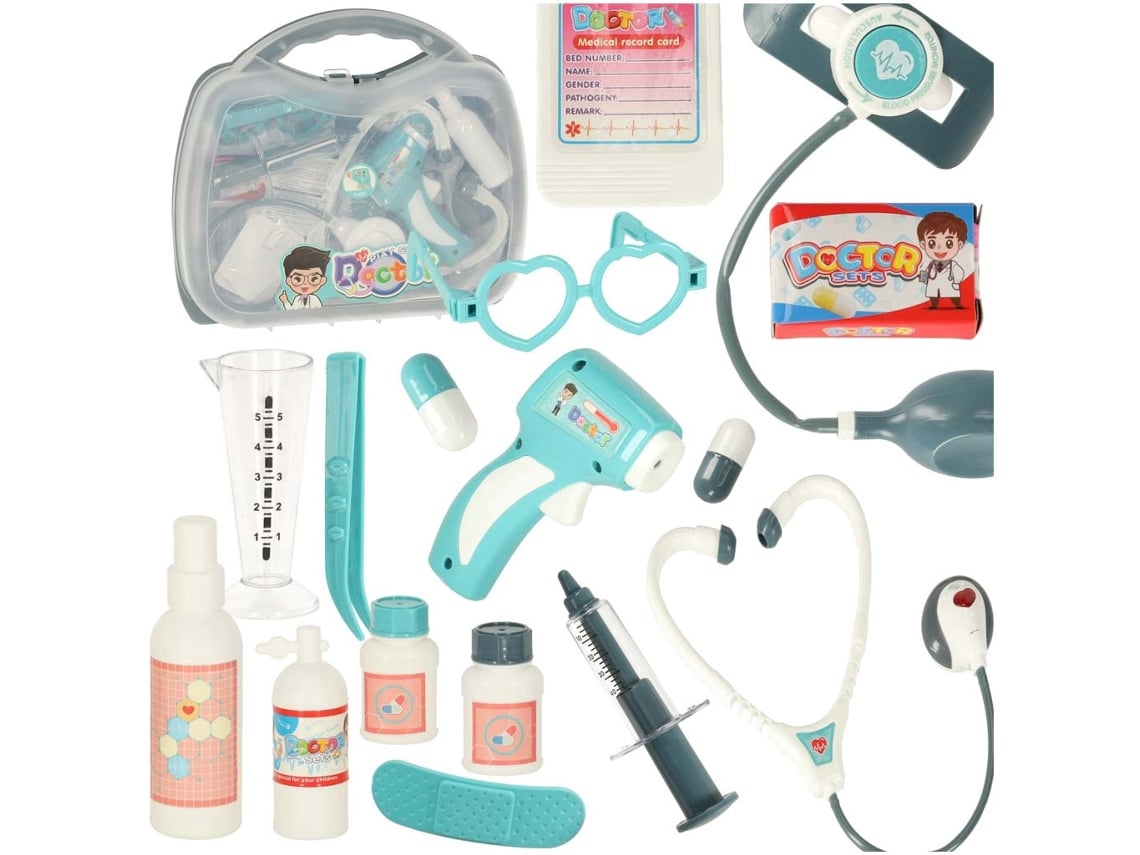 Kit Médico Infantil Com Bolsa, Estetoscópio Com Som/luz E Termômetro