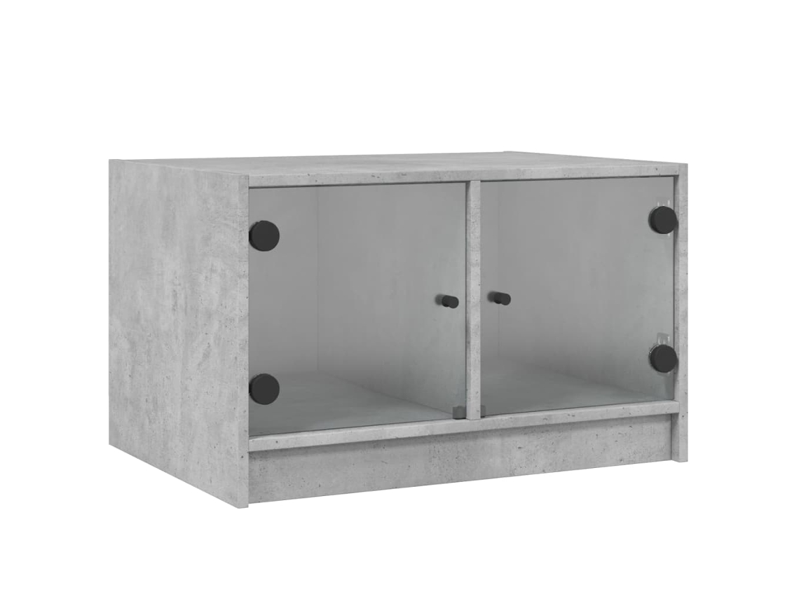 Mesa de Centro com Portas de Vidro 68x50x42 cm Cinza Cimento MAISON EXCLUSIVE