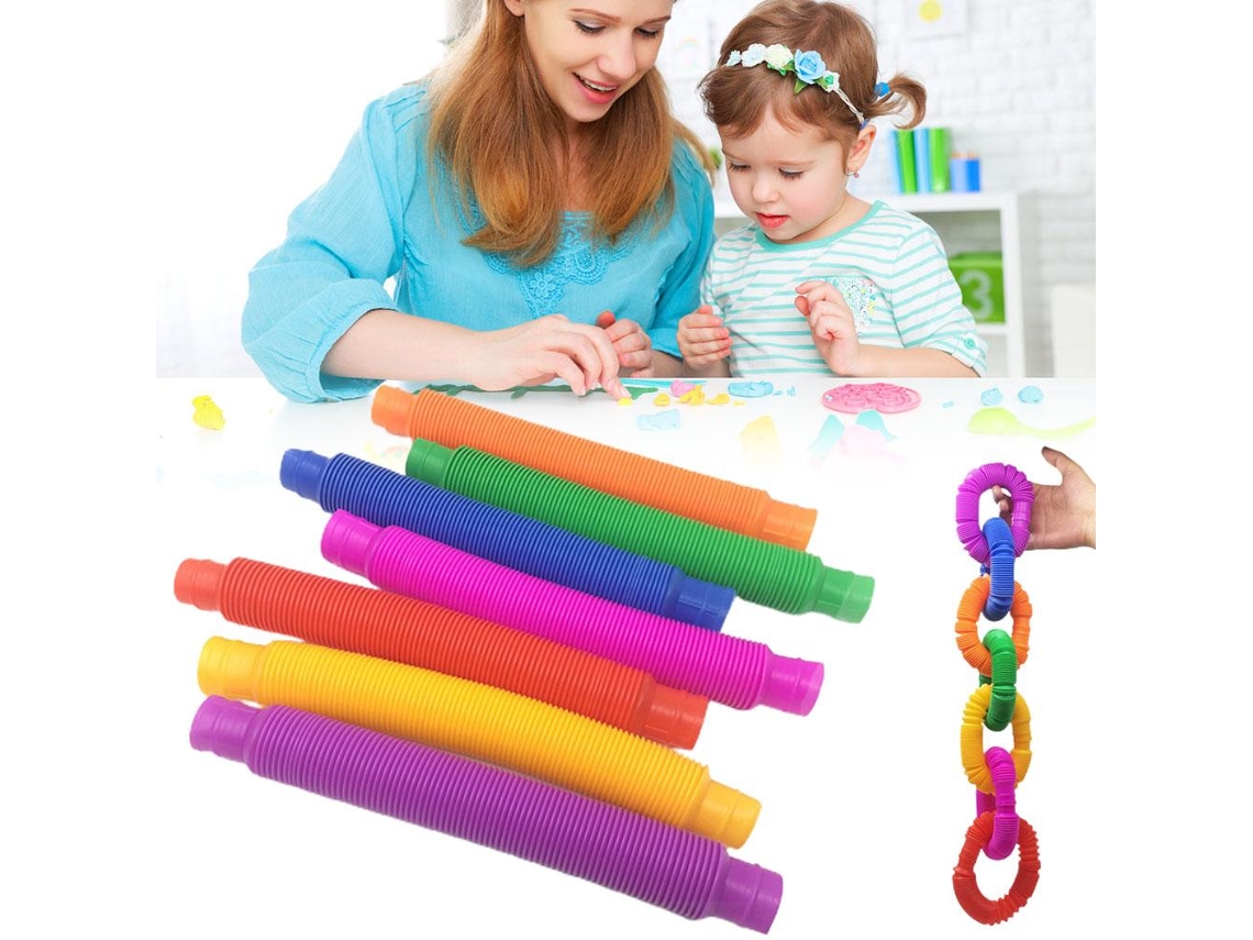 Primerox 4pcs Tubos Telescópicos Coloridos Esticáveis Brinquedos Sensoriais Anti estresse para Adultos e Crianças