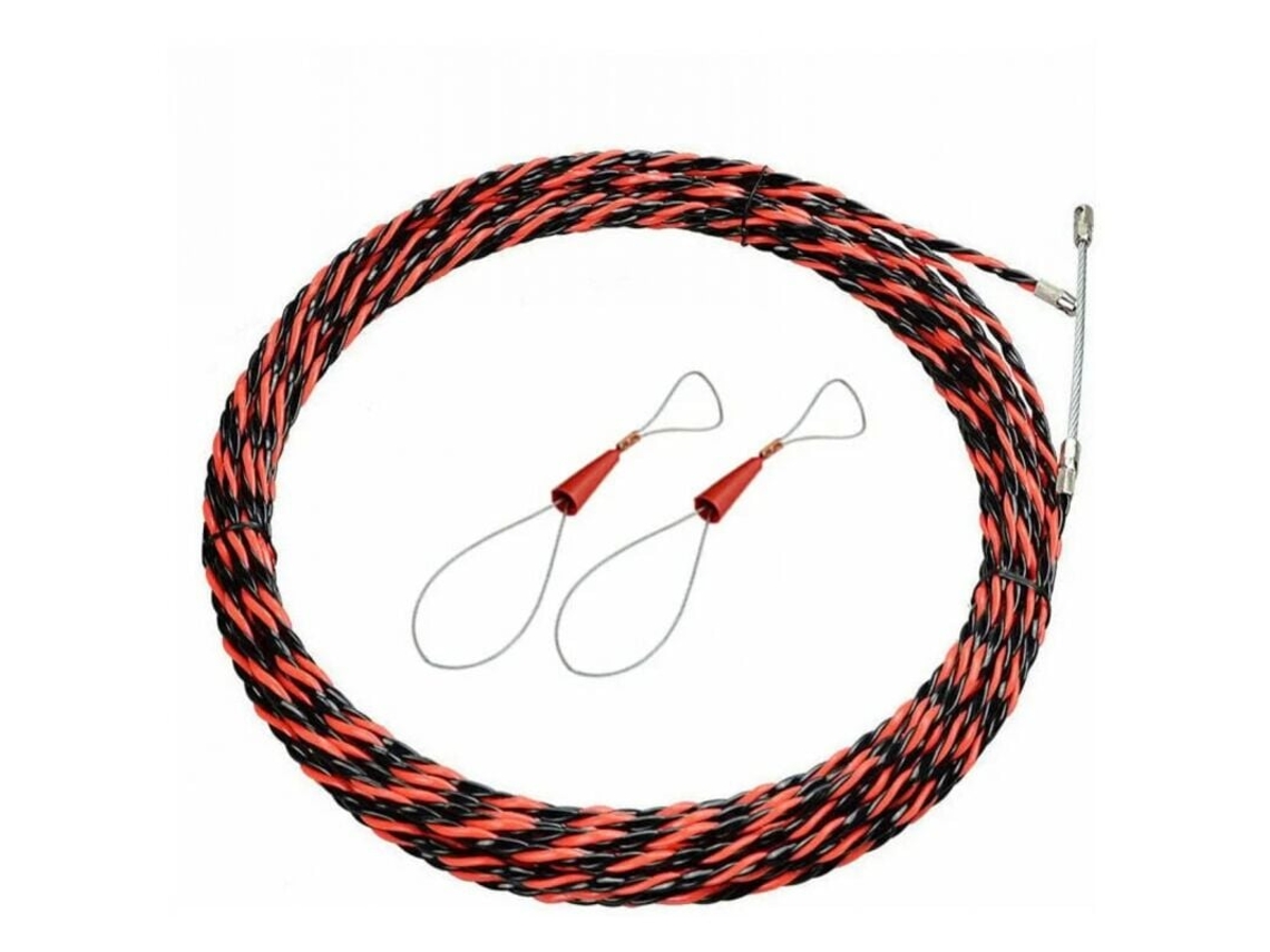 Kit De Puxador De Cabo Elétrico 6mm, 50m Agulha Para Eletricista Com Extensão Retrátil Em Aço Espiral Flexível Para Puxar Fios E Cabos