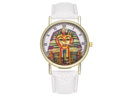 Reloj De Pulsera Unisex De Cuarzo Con Correa Pu Dial Redondo Escala Romanos Blanco Zhoulianfa