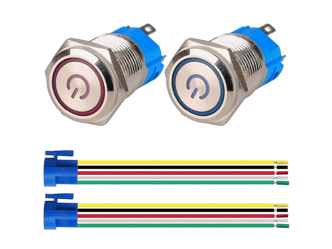 2 Peças Interruptor De Botão Pressão Com Trava 1na1nf Aço Inoxidável À Prova D'água 220v