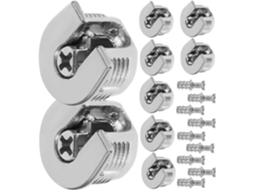 Conjunto De 10 Peças Ferragens Prateadas Para Móveis Jojofuny Com Parafusos 6mm, Travas De Came Para Armários E
