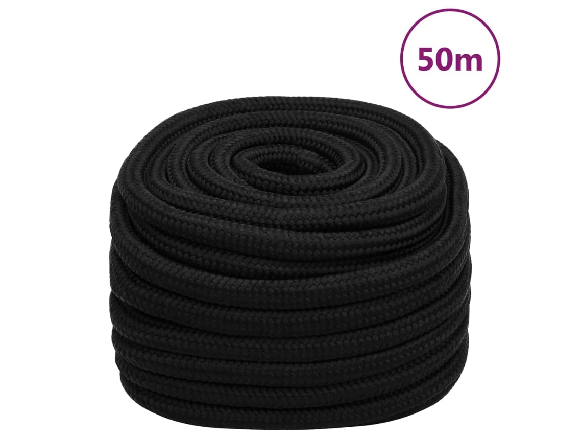 Vidaxl Corda De Trabalho 20 Mm 50 M Poliéster Preto