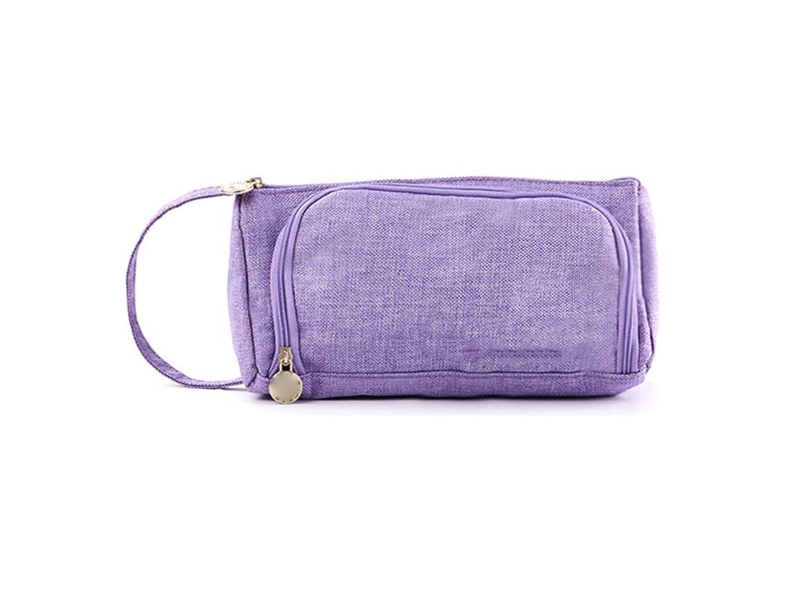 Estojo para Canetas de Lino e Algodão Roxo com Zíper S/MARCA (Grande)