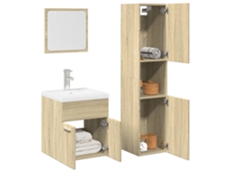 Vidaxl 3 Pcs Conj. Móveis Casa Banho Derivados Madeira Carvalho Sonoma