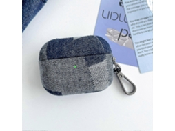 Capa protetora para fone de ouvido Bluetooth em tecido jeans com costura aparente GIECY