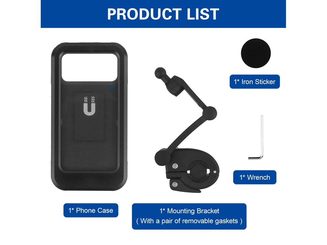 Suporte de Telefone para Bicicleta à Prova de Água ajustável 360° universal com Tela Touchscreen até 6.5 polegadas