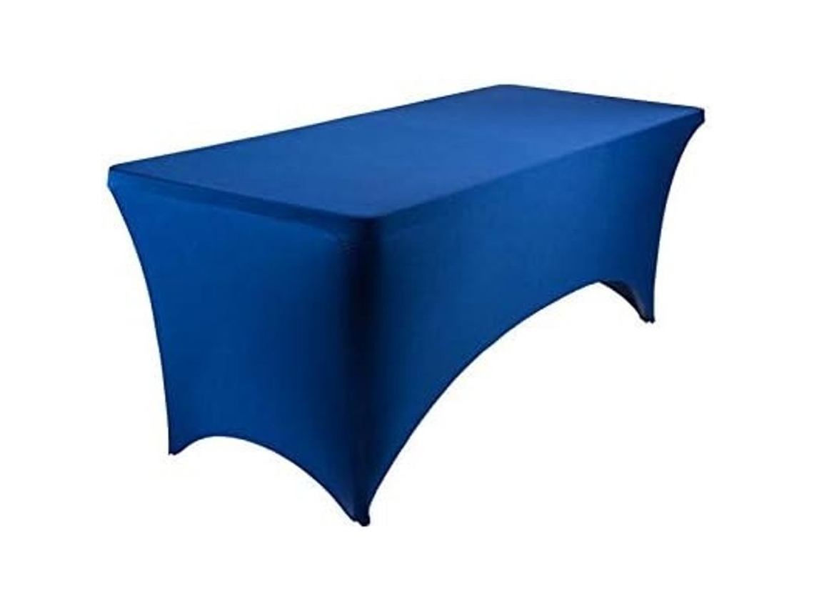 Mantel Elástico Rectangular De Poliéster Y Elastano Para Mesa De Cóctel Boda Fiesta Banquete Azul Marino 4ft
