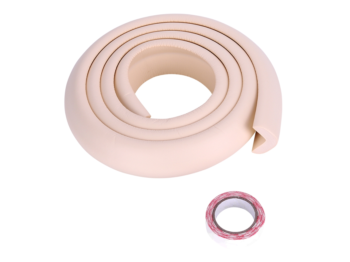 Protector De Bordes De Mesa Em Borracha Para Bebês E Crianças Pequenas - Franja Antichoque Bege 2m