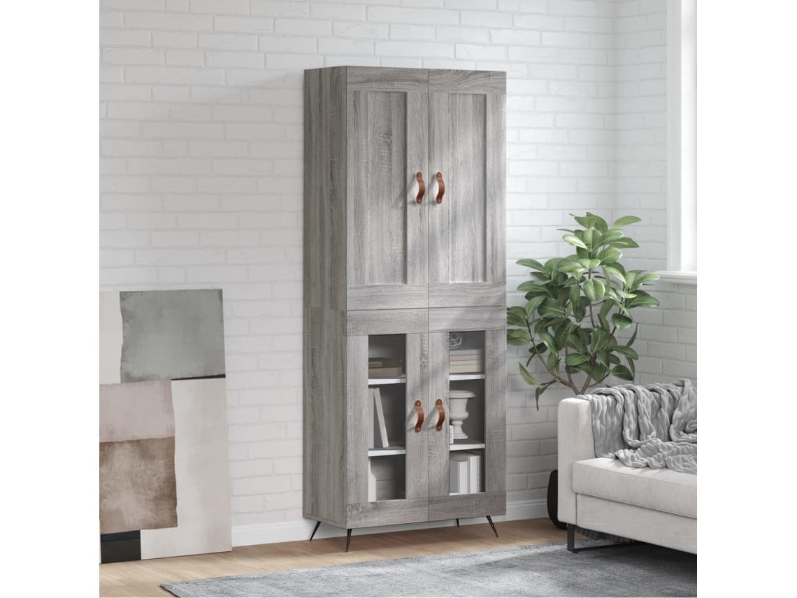 Vidaxl Armário Alto 69,5x34x180 Cm Derivados De Madeira Sonoma Cinza