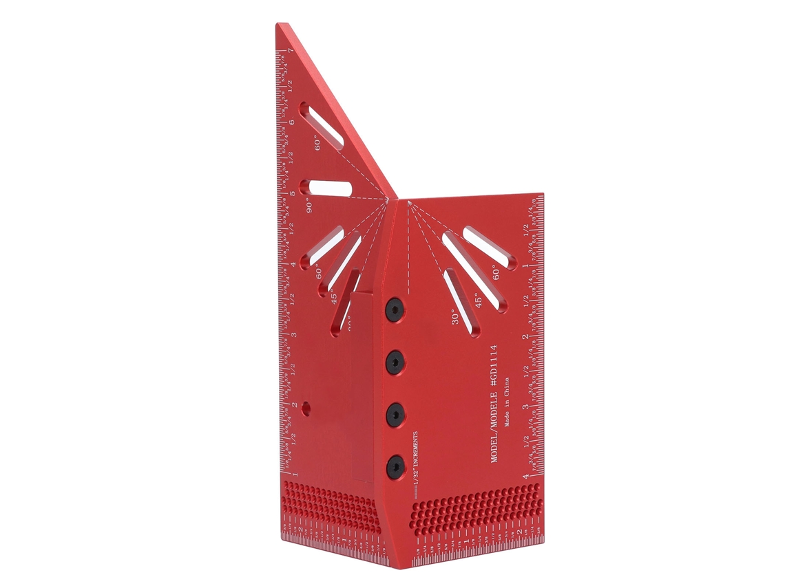 Régua de Medição Tridimensional Multiângulo com Escala Imperial para Carpintaria PROTRACTOR 30 45 60 90 Graus