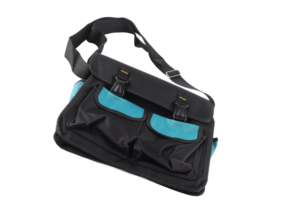 Kit De Ferramentas Multifuncional Com Correia De Ombro E Bolsa De Armazenamento Organizada Grande Azul E Preto