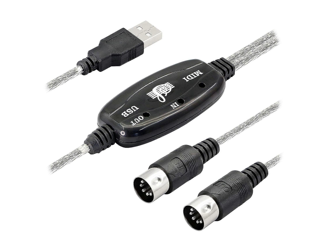 Lurelia Cabo USB Midi USB-A DIN 5 Pinos, Interface para Teclados, Pianos e Sintetizadores, iPhone e iPad