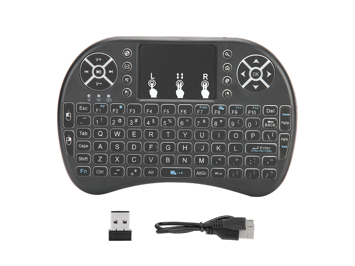 Aetheria teclado Sem Fio Mini com Touchpad Inteligente e Iluminação, 2.4g Rf, Distância de Trabalho Até 10 Metros
