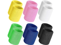 Conjunto de 12 pulseiras absorventes de suor para esportes (6 cores)