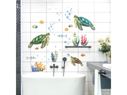 Tartaruga Marinha, Plantas Aquáticas, Bolhas E Peixes, Adesivos De Parede Para Fundo De Quarto Aquaforge (3060cm, 2 Peças)