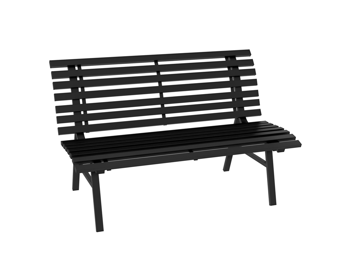Banco Externo em Alumínio com 2 Assentos com Ripas.. 123x67x79cm Preto