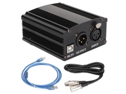 Aetheria fonte de Alimentação Fantasma 48v 1 Canal para Microfone Condensador com Cabo Xlr 3 Pinos e Usb