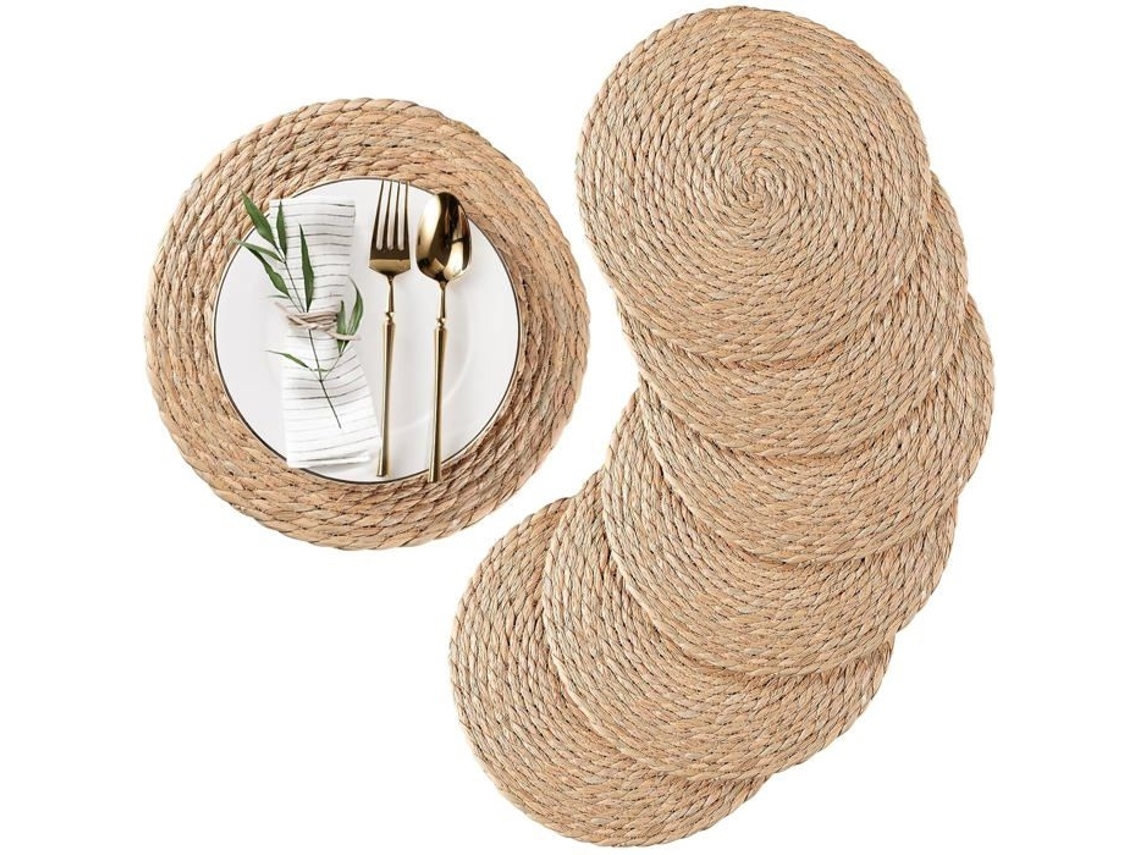 Conjunto de 6 porta copos de rattan trançado AQUAFORGE