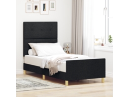 Cama Preta 100x200 Cm Em Tecido