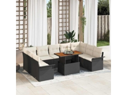 Vidaxl Conjunto De Sofá De Jardim 10 Unid. Preto E Creme