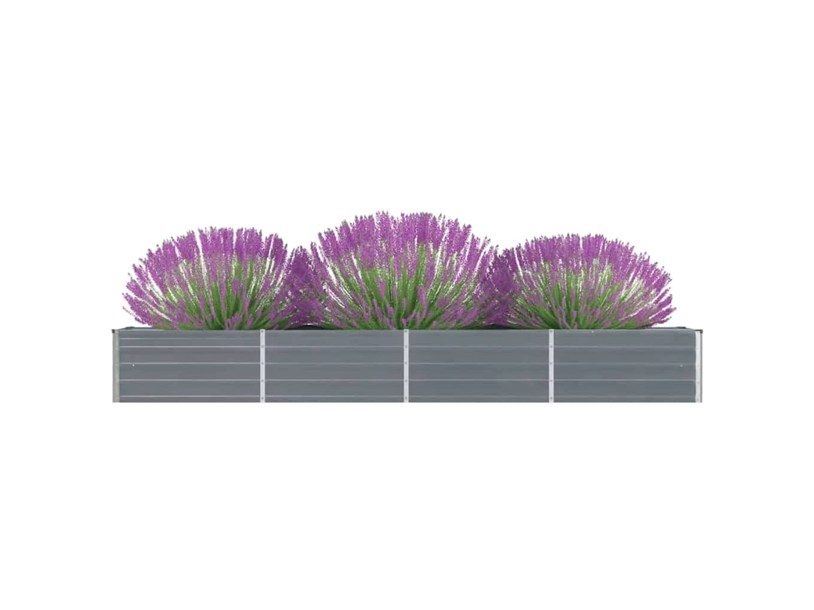 Floreira Canteiro Elevado Jardim HarlanV1 (320x40x45 cm) em Aço Galvanizado Cinzento