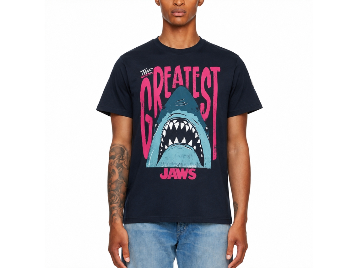 Rockinstone Jaws Movie The Greatest Shark Navy Adult T-shirt Size:xl