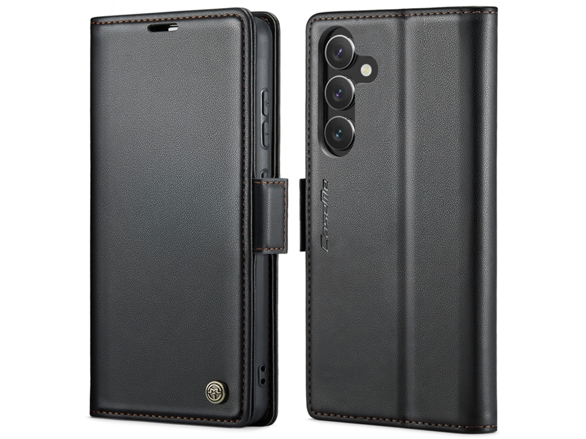 Capa Para Samsung Galaxy S24 Plus Borboleta Fivela Litchi Textura De Telefone De Couro Rfid Antirroubo Preta