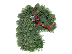Rebe guirnalda de Cabeza de Caballo para Puerta Principal Rama Artificial de Pino Con Ribbon Rojo Decoración Rústica Verde