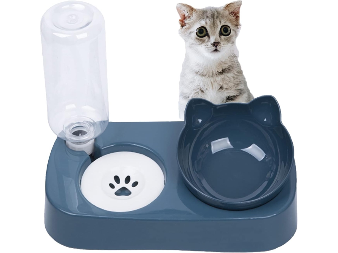 Tigelas para Ração de Gatos, Comedouros para Animais de Estimação, Dispensador de Água 2 em 1 com Sistema Anti transbordamento AQUAFORGE