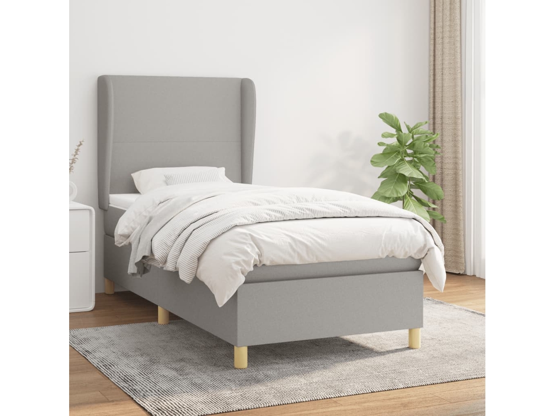 Vidaxl Cama Com Molas/colchão 80x200 Cm Tecido Cinza-claro