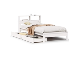 Cama com Estante Pinho Maciço Branco MAISON EXCLUSIVE (90x200 cm)