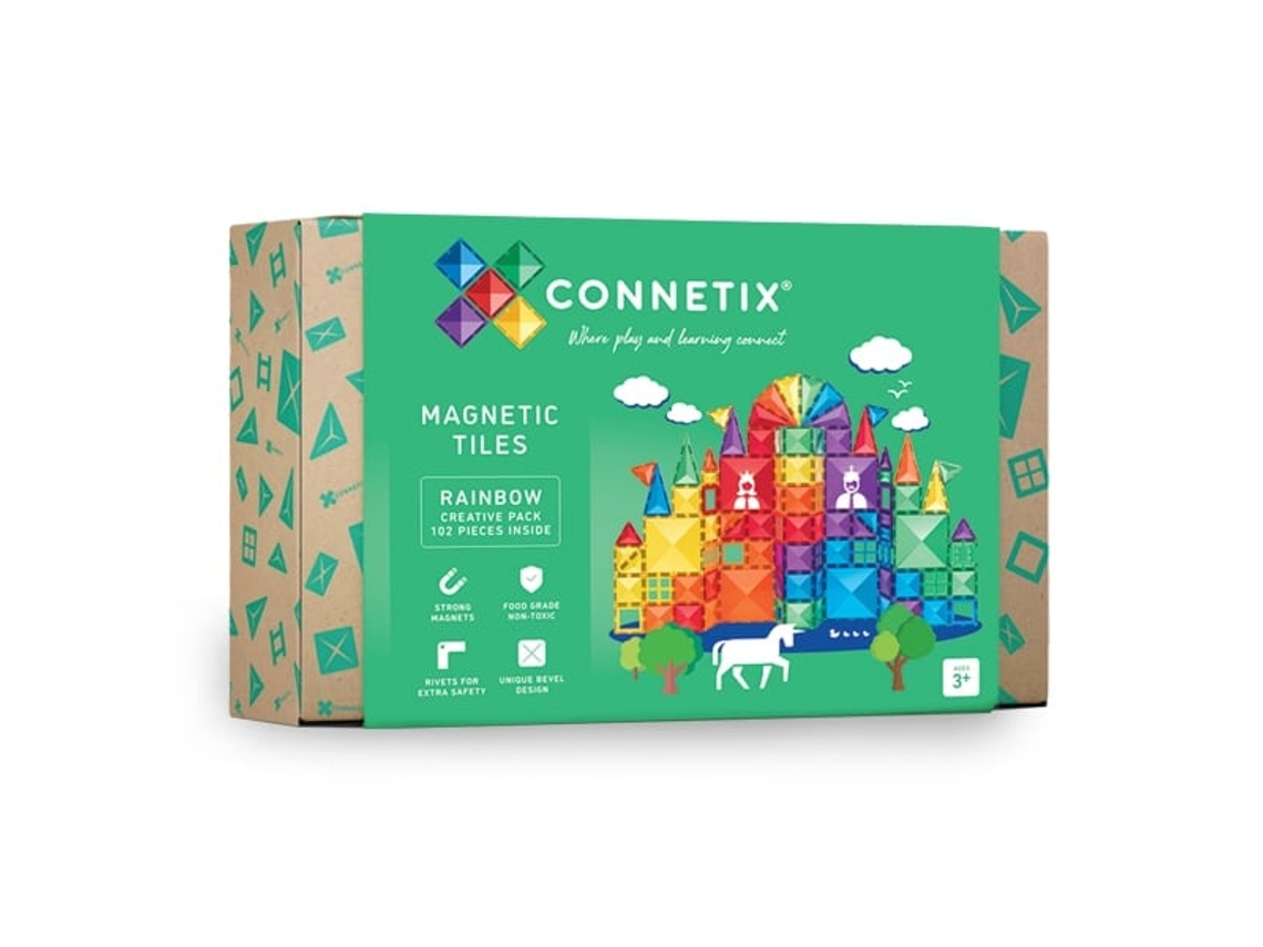 Conjunto De Construção Magnético Connetix Arco Íris Com 102 Peças Criativas