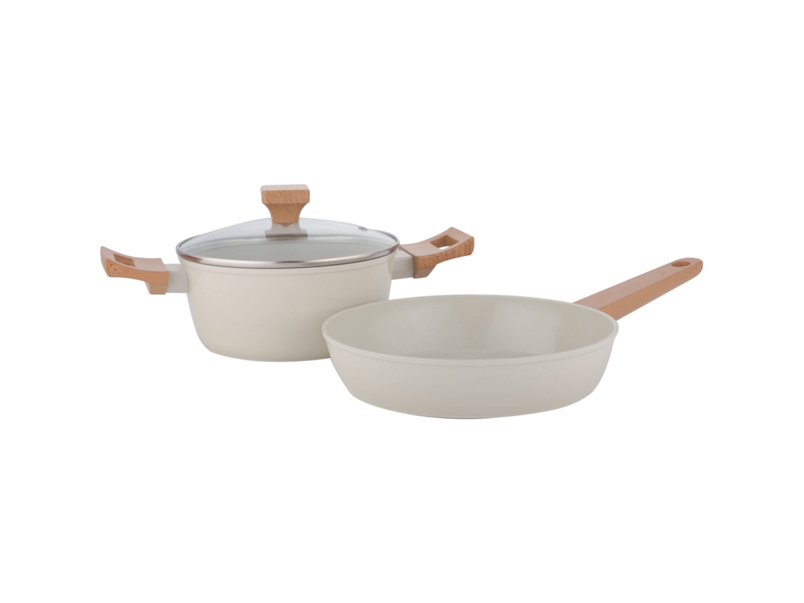 Conjunto Caçarola 20cm E Frigideira 24cm Bege Kasa