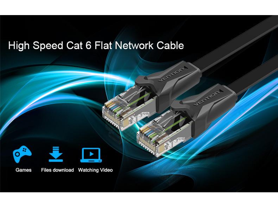 Cabo Vention de Rede RJ45 Ethernet Flat Cat6 10 m