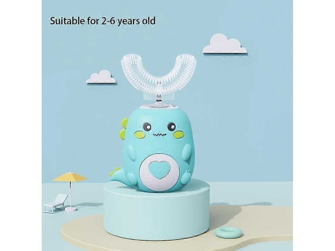 Crianças em Forma de U Escova Dentes Elétrica 360 Graus Inteligente Cartoon Silicone D Entes Automática Recarregá GOKOCO