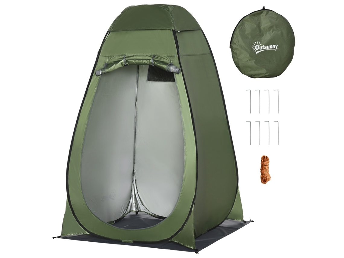Tenda De Duche De Privacidade Portátil Com 1 Gancho Bolso De Transporte E Uv20+ 126x124x189 Cm Verde